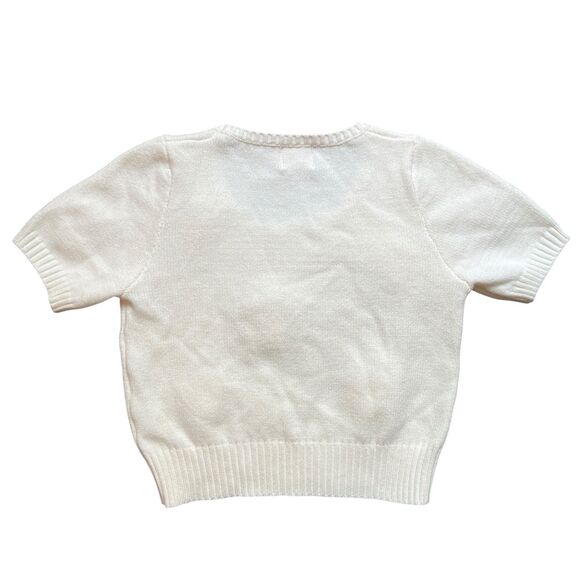 LUNA IVY Anthropologie Sweater Womens Sz XS Cream Crochet Strawberry - Picture 5 of 8